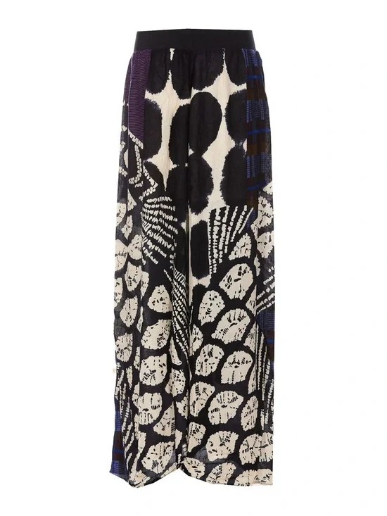 Mes Demoiselles Paris Blue, Purple & Black Wide-Leg Palazzo Pants - Picture 11 of 11